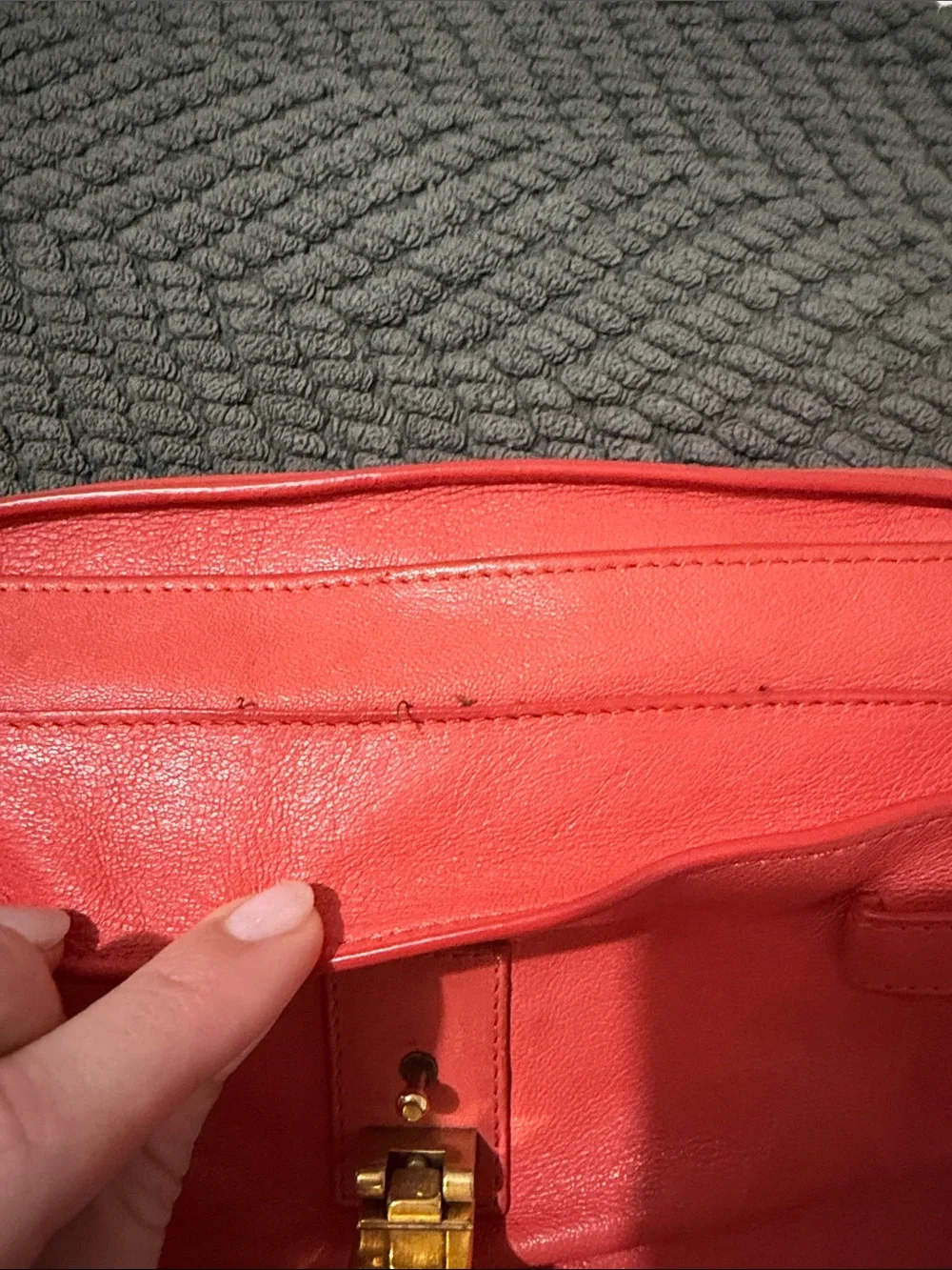 Proenza Schouler Coral Red Leather Satchel with Gold Hardware
